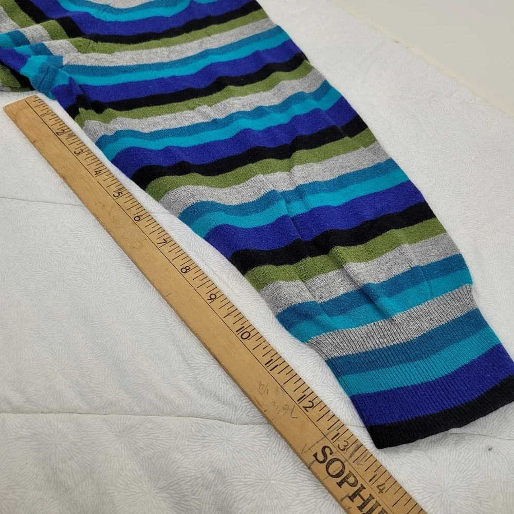 Studio Works Blue Olive Gray Striped V-Neck Light Sweater Nautical Preppy 2X - Picture 7 of 11